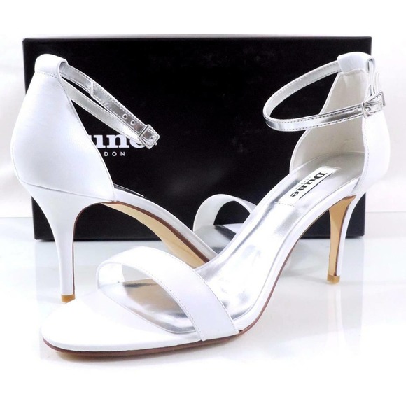 Dune London Marissa Dress Ankle Strap Heels Sandals Leather White Size 9 - Picture 2 of 9